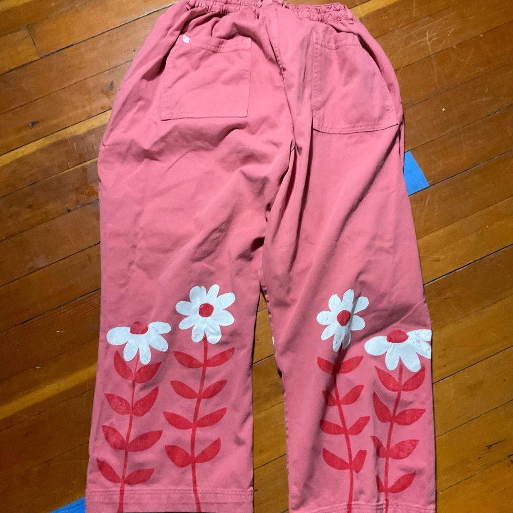 Pink Big Bud Press Daisy Screened Western Pants - Picture 2 of 5